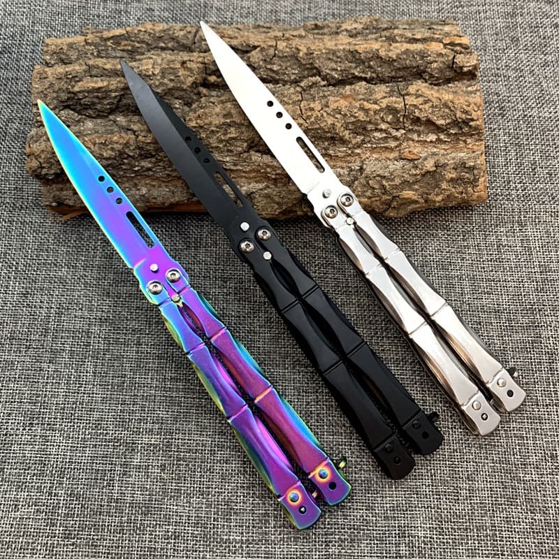 CSGO Butterfly Knife Folding Flip Practice Knife Unsharpened Training Knife Trick Toy Bamboo Joint Style Stunt Training