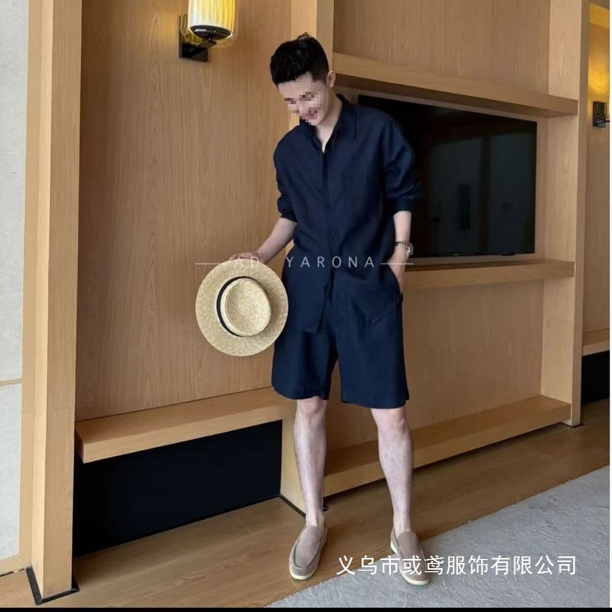 25 Summer Laisai Linen Relaxed Old Money Shorts and Shirt Set Minimalist Elegant Men's Summer Suit Wholesale