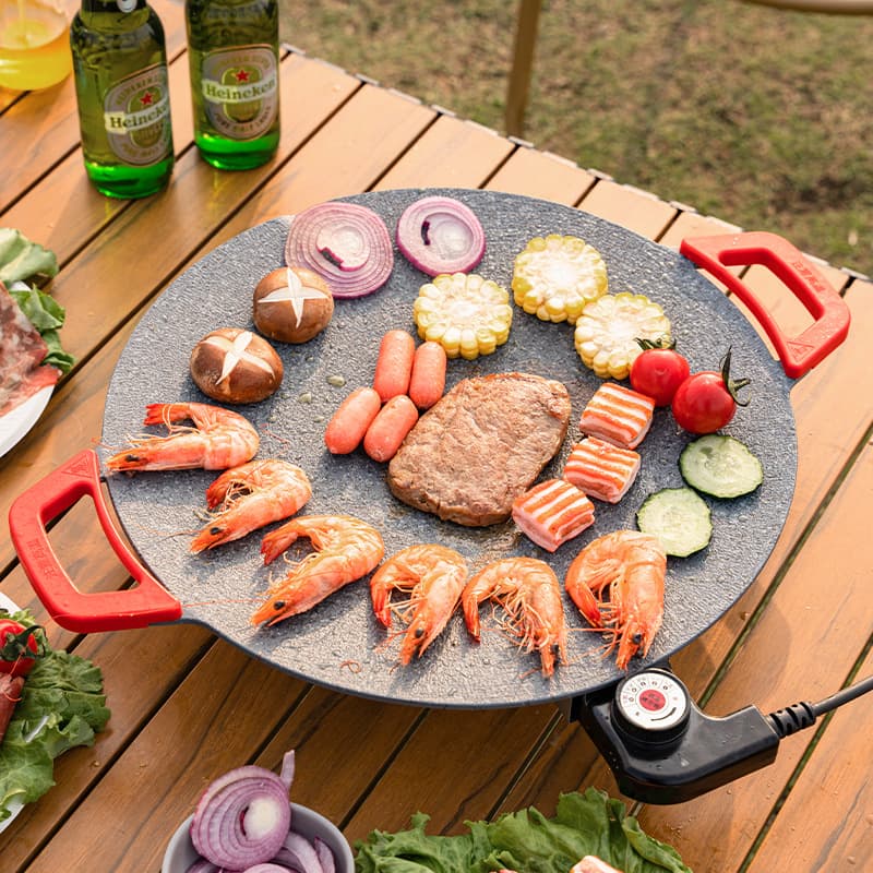 Cross-border Korean electric grill round electric grill barbecue grill multi-functional commercial super medical stone non-stick outdoor