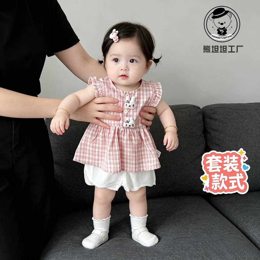 Girls' Casual Outfit Summer 2026 New Stylish Children's T-Shirt Wide-Leg Pants Summer Baby Clothes Thin