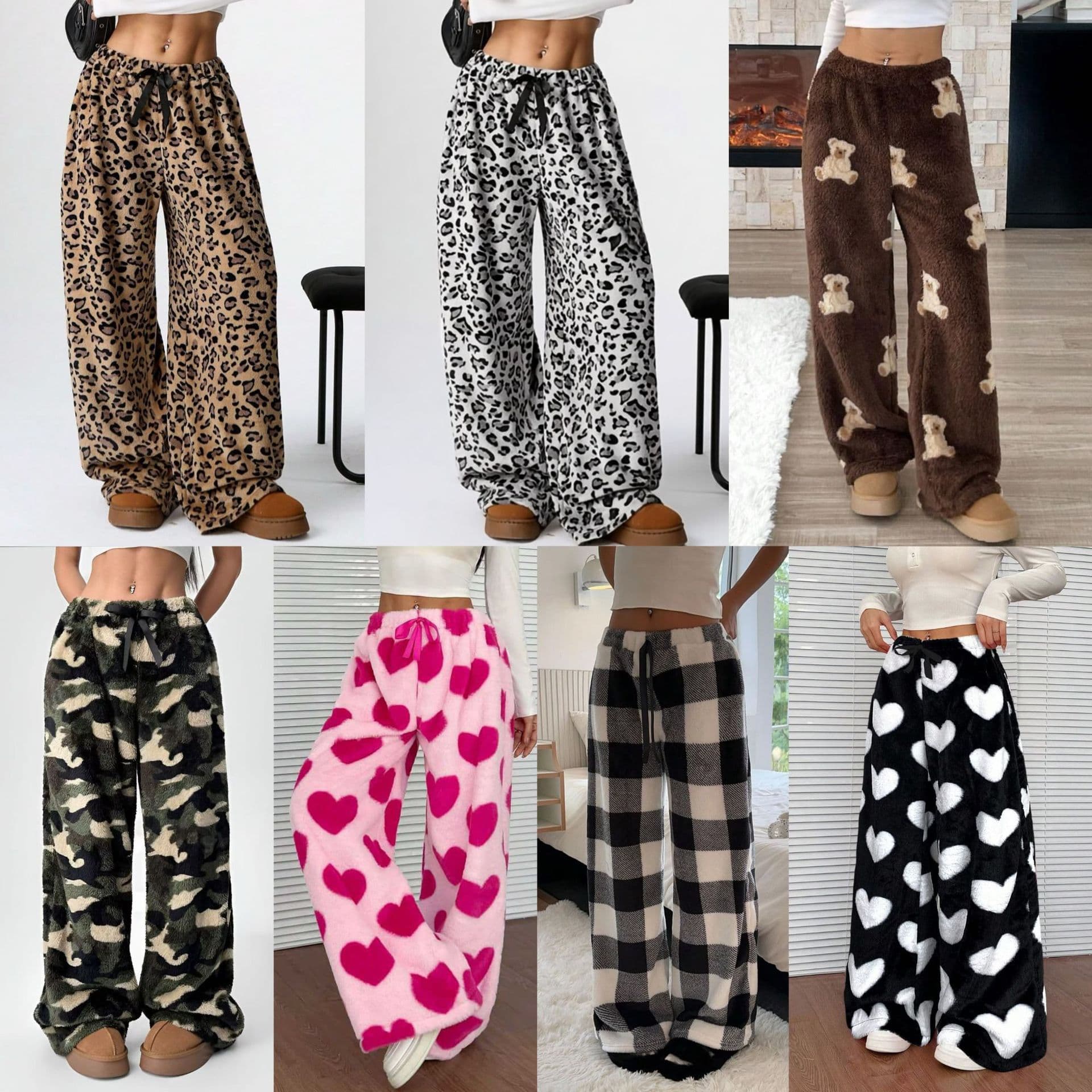European and American cross-border Amazon temu trend new European and American casual pants leopard print floor-length trousers straight wide-leg pants