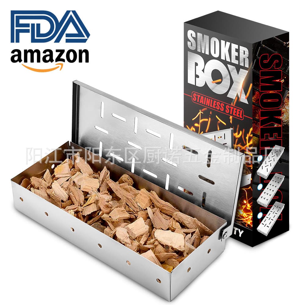 Cross-border Hot Sale Stainless Steel Smoker Box, Amazon BBQ Grill Oven Baking Tools, Multi-pattern Smoker Box