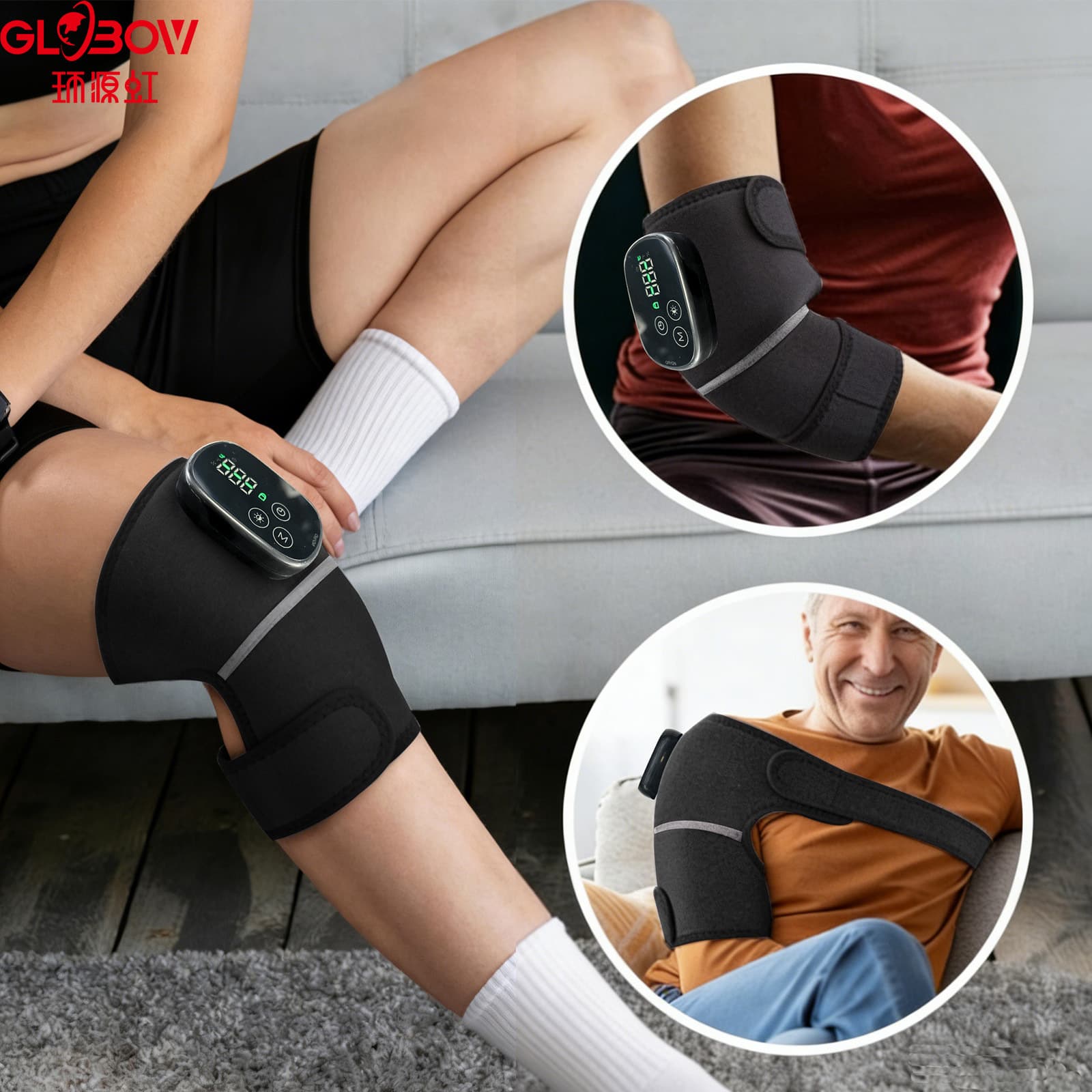 Cross-border red light heating vibration knee brace with 48 infrared lamps for knee heat therapy, shoulder and leg protection, and key warmth.
