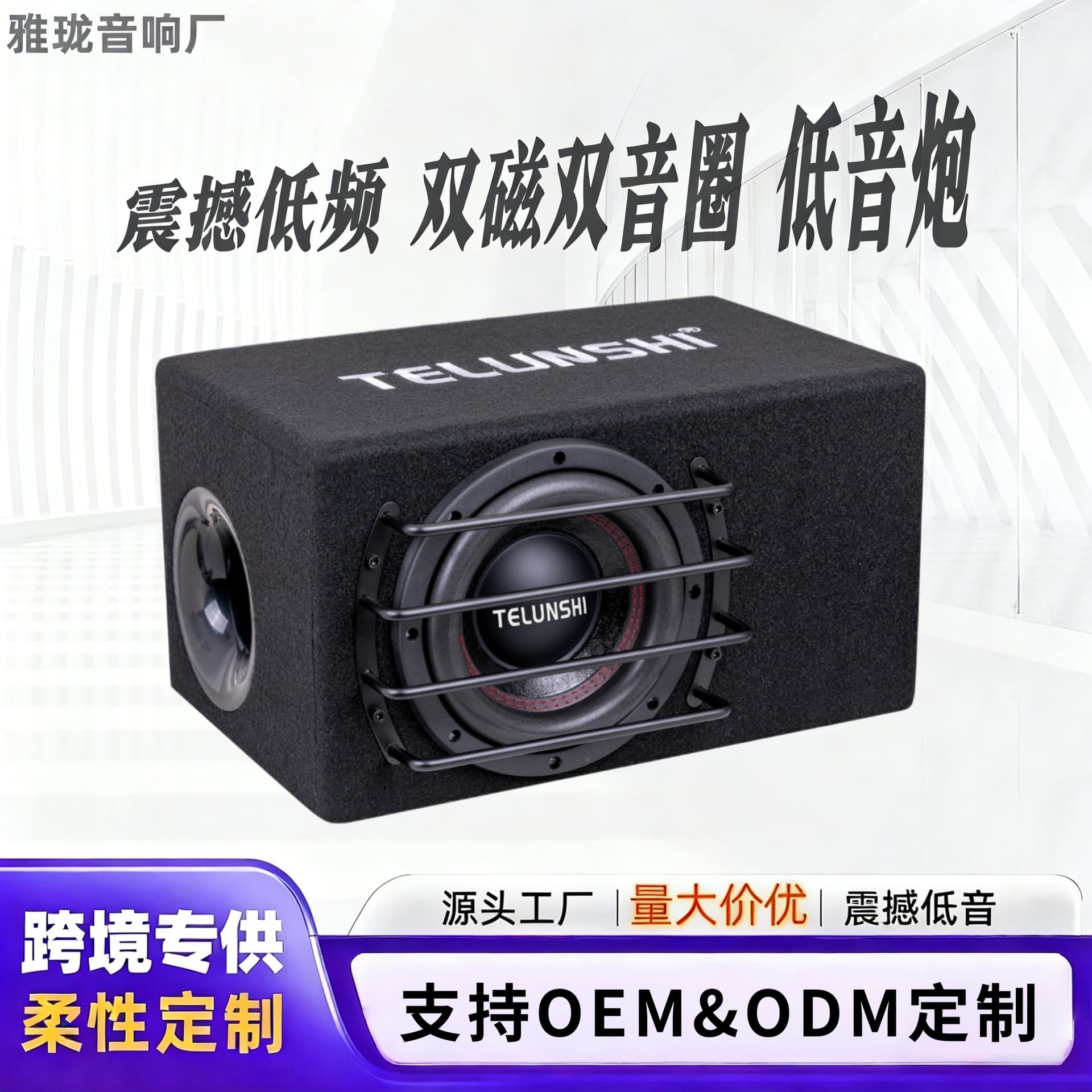 Cross-border Direct Supply Car Audio Subwoofer Square Box High-Power Vehicle 8-Inch 10-Inch Active Passive Subwoofer