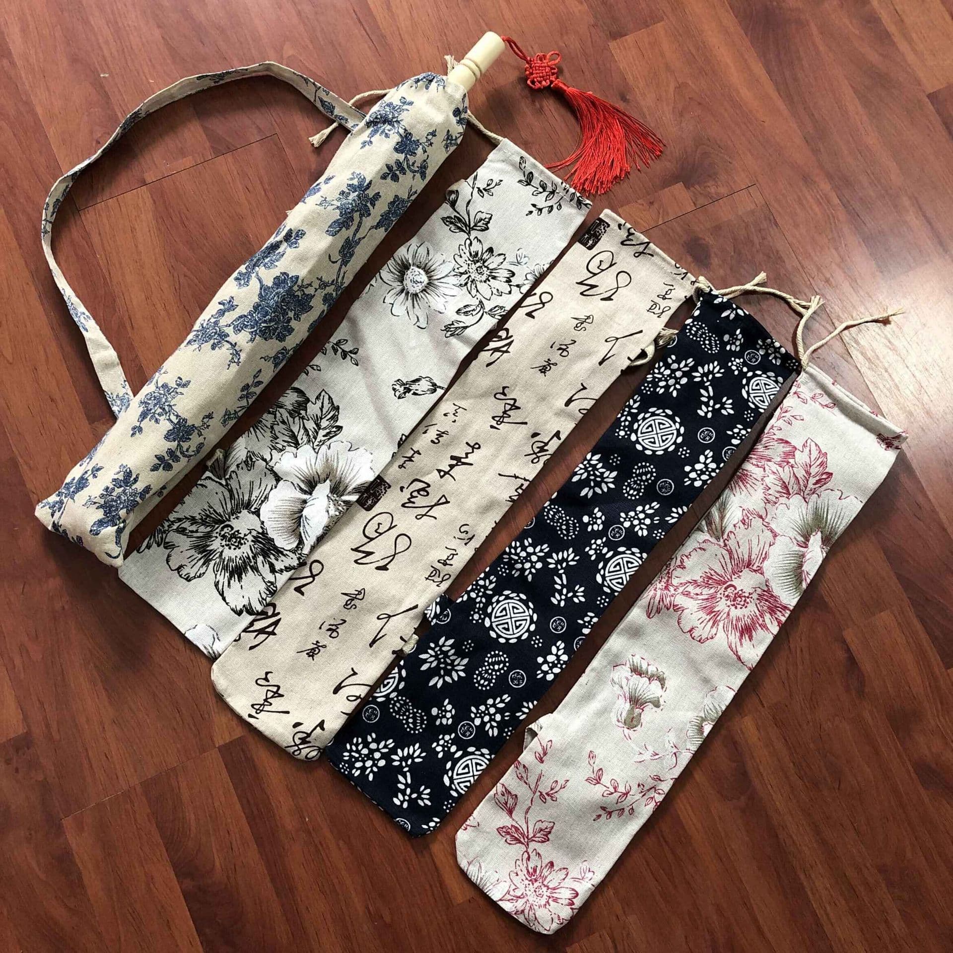 Oil-paper umbrella fabric cover, craft umbrella cotton dance umbrella with carry strap for fashion shows, storage bag, rustic style