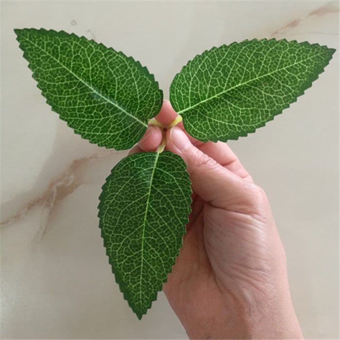 Artificial Three-Leaf Rose Leaf, Artificial Green Leaf Silk Screen Rose Leaf, Handmade DIY Accessories, Ribbed Leaf