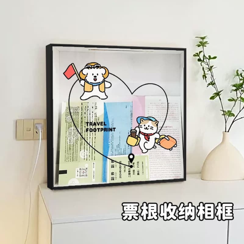 Travel record ticket stub storage photo frame concert ticket travel ticket postcard ticket map souvenir frame box