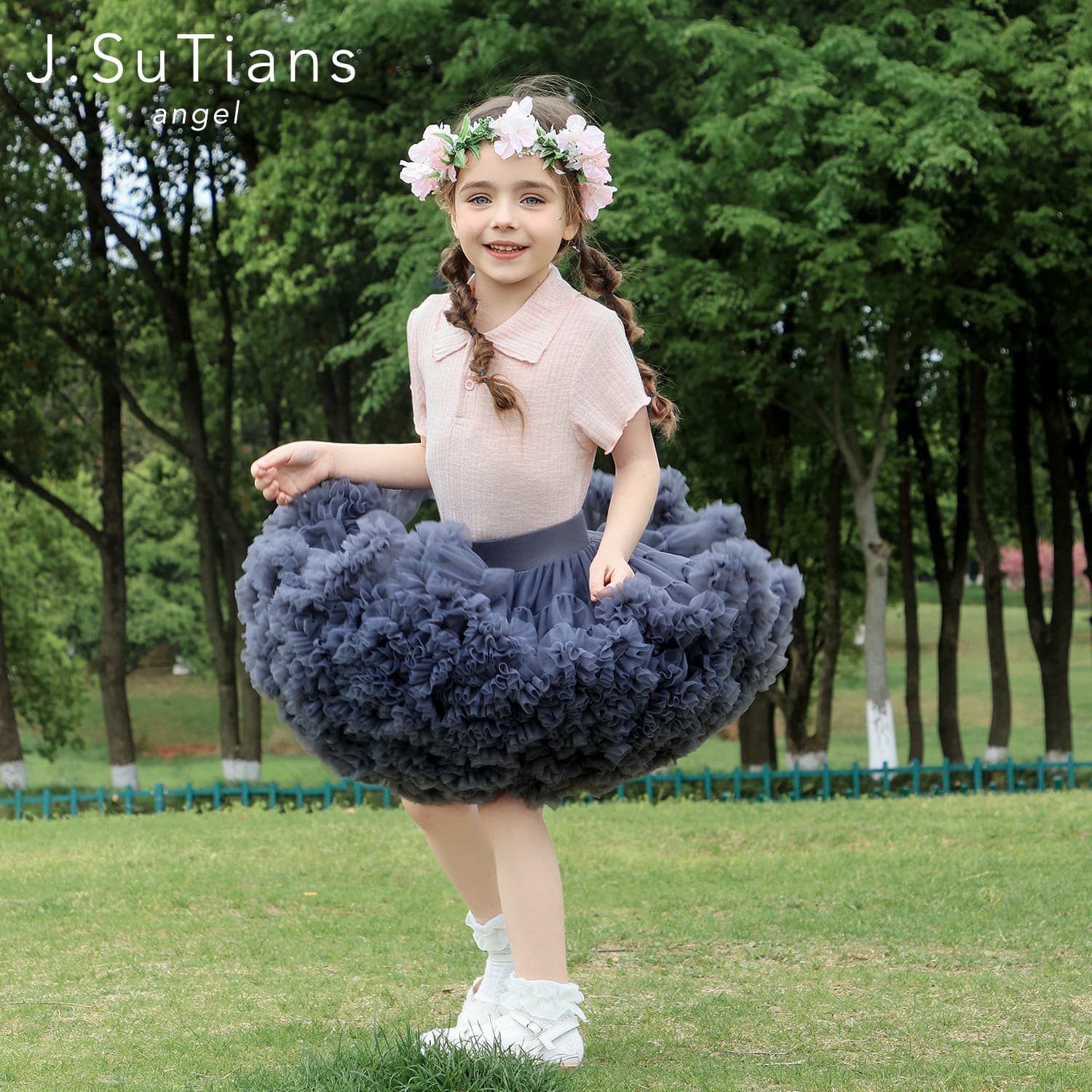 Super Fluffy Tutu Dress for Girls, Mother-Child Matching, Gray Tutu Skirt for Kids, Children's Day Performance Costume