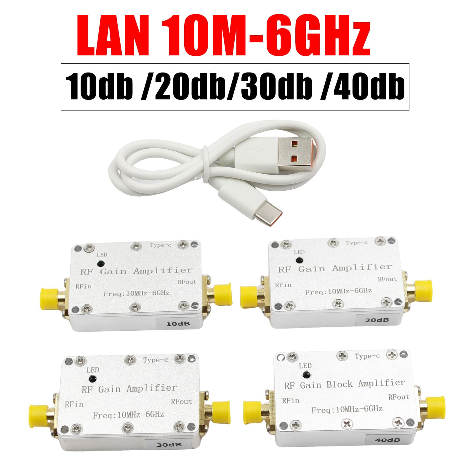 10MHz-6GHz RF Amplifier 10dB 20dB 30dB 40dB High Gain Drive Receiver Amplifier