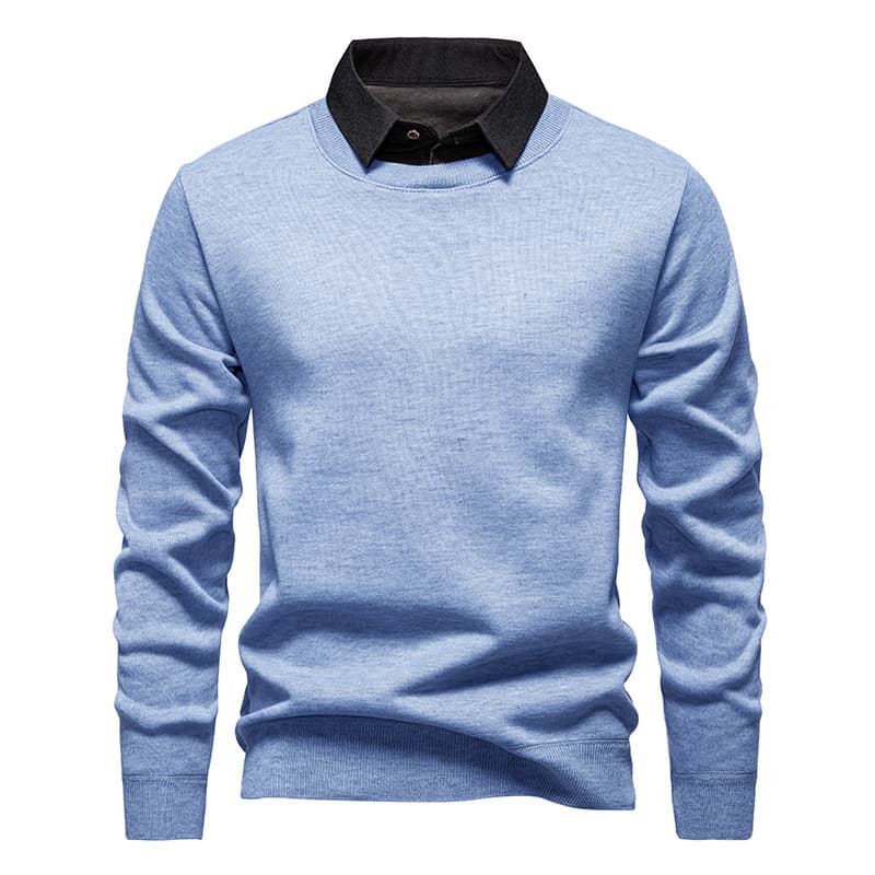 2025 Autumn/Winter New Men's Two-Piece Knit Fashion Shirt Collar Coat Men's Sweater Inner Layer T-Shirt Base Layer