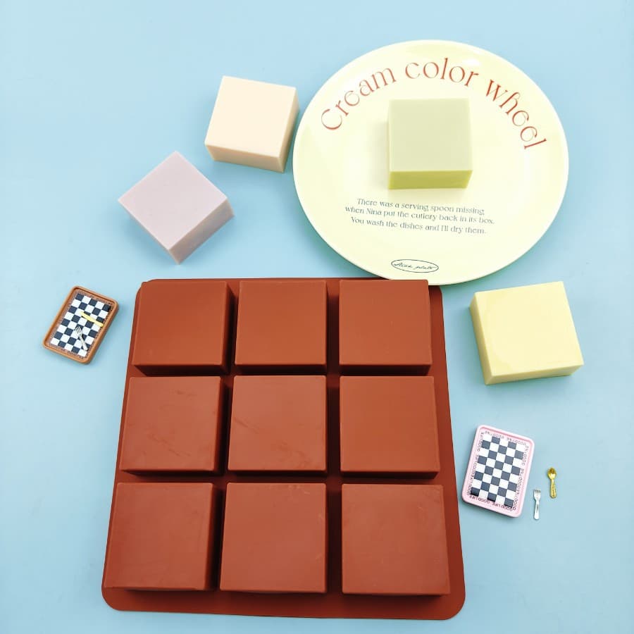 9-Cavity Square Silicone Mold Cake Mousse Mold Chocolate Square Mold DIY Handmade Soap Mold Candle Mold