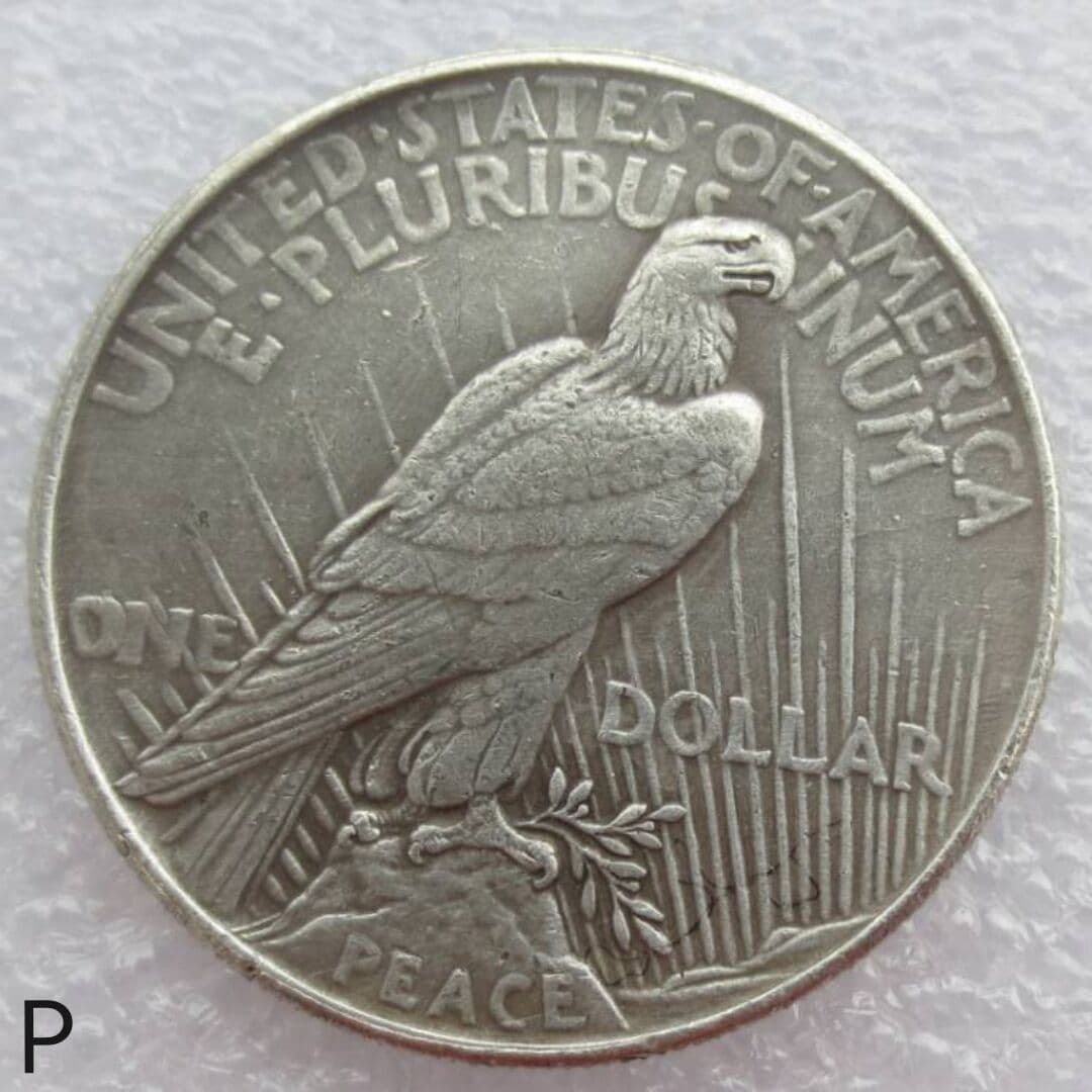 Antique-style craft P-version American peace dove silver dollar coin, brass plated with silver commemorative coin
