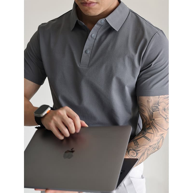 [7A Antibacterial + Anti-UV Sunscreen] Cooling Salona Lightweight Quick-Drying Short-Sleeve Polo Lapel Business Sports T-Shirt Summer