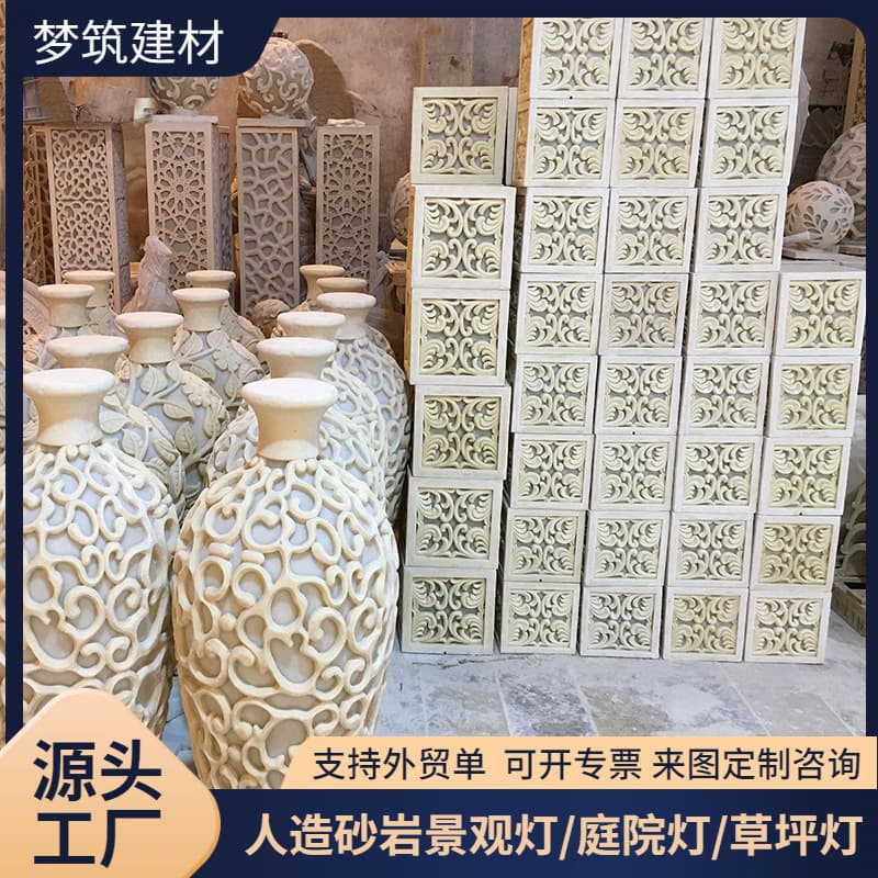 European classical style artificial sandstone translucent door knocker sculpture lamp villa door classical art decorative lamp customization