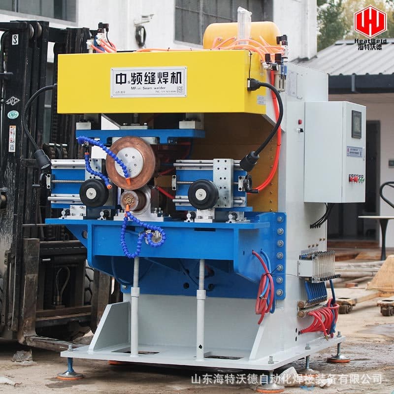 Custom fuel tank circumferential seam rolling welder pneumatic variable frequency dual-drive stainless steel bellows oil drum resistance rolling welder
