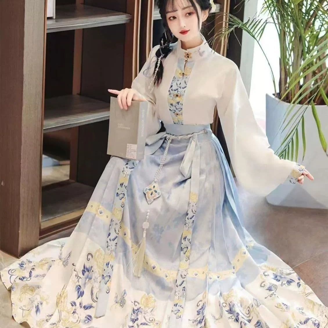 2024 New Hanfu Ming Style Spring/Summer Ancient Chinese Women's Improved Horse Face Skirt Set Daily Wear