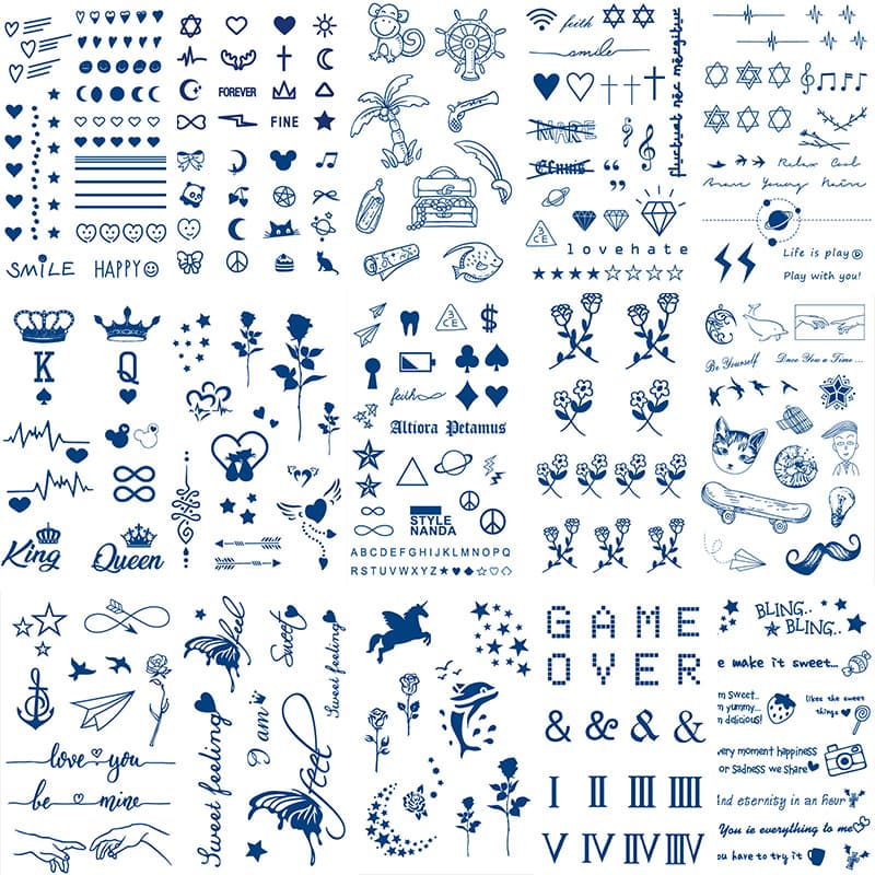 Cross-border Supply Herbal Tattoo Sticker Juice Tattoo Sticker Semi-permanent English Letter Tattoo Sticker