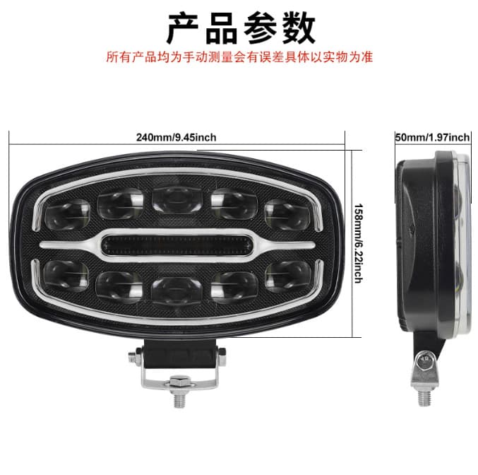 Cross-border 9-inch Truck Light, European Truck Marine LED Work Light, Dual Color Angel Eye, Focused 120W Spot Light, Headlight