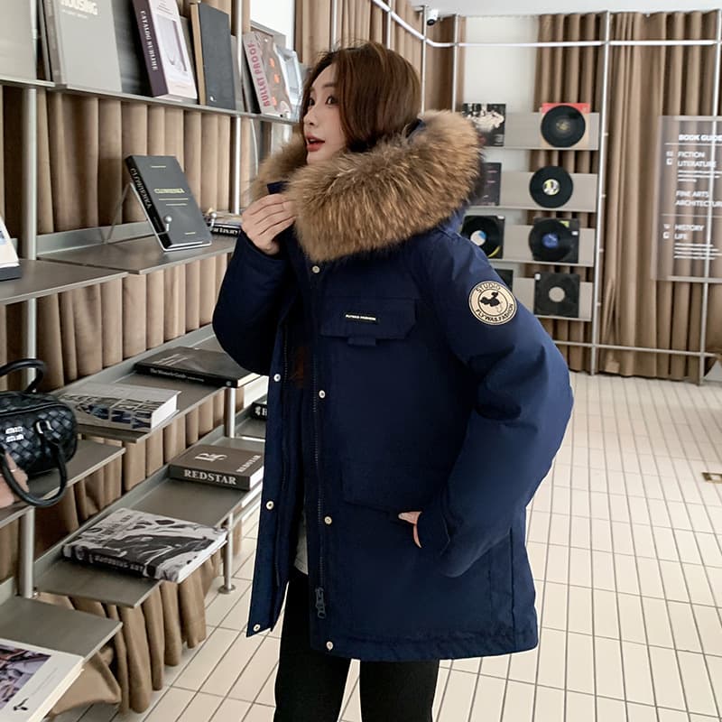 2025 New Arrival Plus Size Women's Jacket for Up to 300 Jin with Hood and Raccoon Fur Trim Workwear Parka Down Coat 244