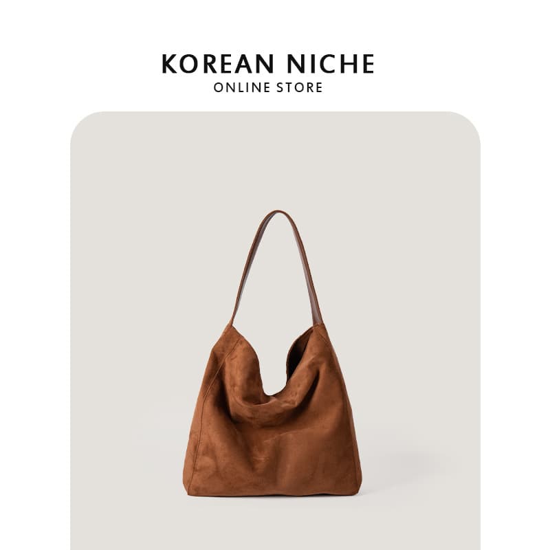 2024 new Korean autumn and winter fashion suede soft texture tote bag casual large capacity shoulder handbag
