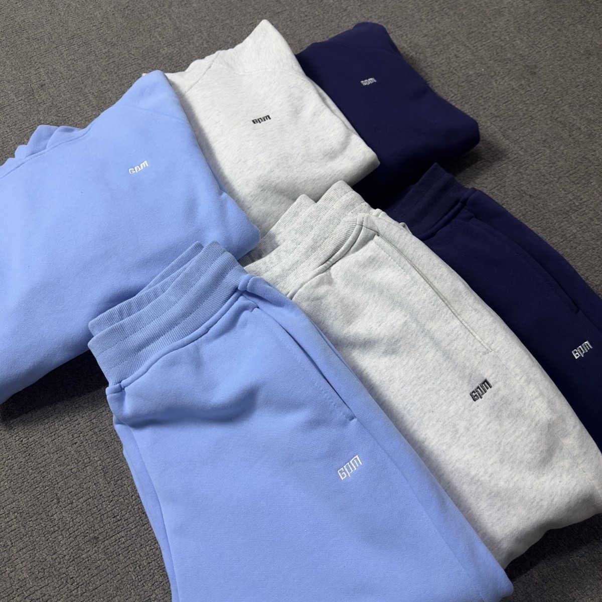 6PM LOGO embroidered letters hip-hop plus velvet pullover hooded sweatshirt long sweatpants men's trendy sports suit jacket trendy
