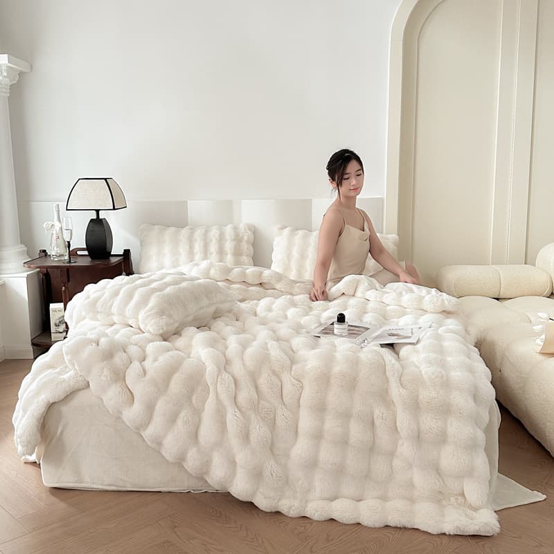 Wholesale Fur Throw Blanket Tokas Rabbit Fur Blanket Air Conditioning Blanket Autumn Winter Thick Casual Blanket Nap Sofa Cover Blanket