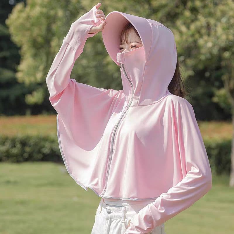2025 New Women's Wide-Brim Sun Protection Jacket, Summer Ice Silk Cardigan, UV-Protective for Cycling and Electric Scooter