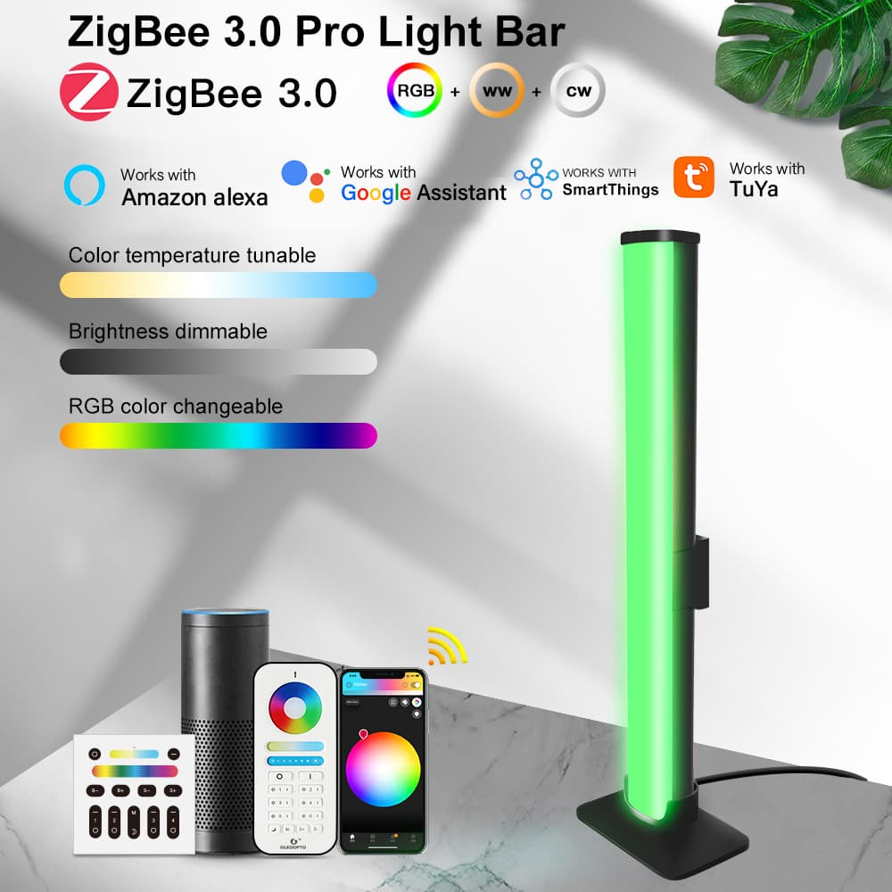 Tuya ZigBee 3.0 Bedside Ambient Light RGBCCT Bedroom Night Light Desk Lamp Gaming Ambient Light Column Light