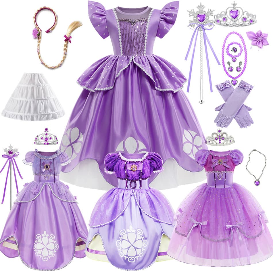 Halloween children's Sophia princess dress Sophia foreign trade dress Sophia performance dress comes with sleeves
