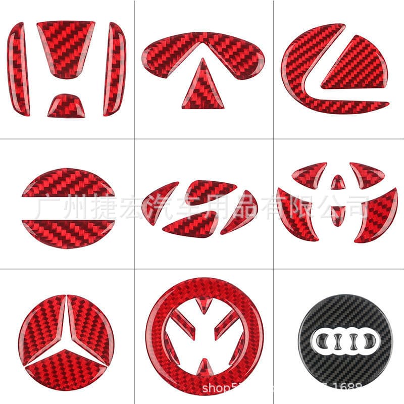 Real Carbon Fiber Steering Wheel Emblem Decal Sticker for Mercedes, BMW, Audi, Volkswagen, Toyota, Mazda, Lexus