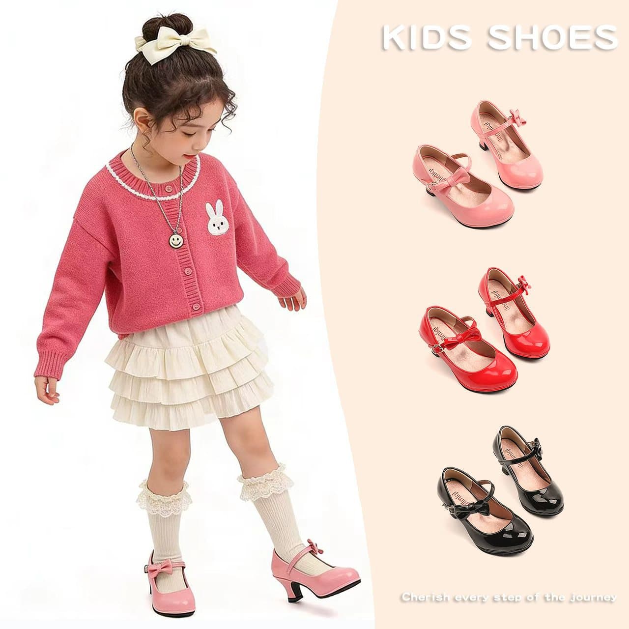 Girls' High Heels 2026 New Spring Children's Host Leather Shoes Little Girl Performance Catwalk Princess Shoes