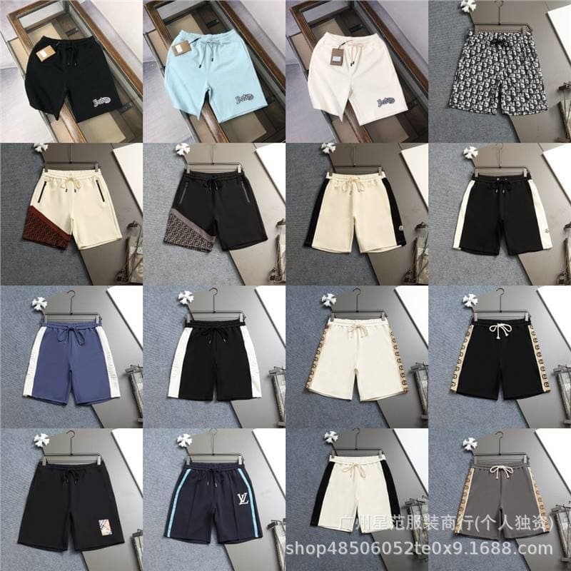 Cross-border Summer New Style Streetwear GU Gu Brand Ribbon Full Print Craft Loose Men's and Women's Casual Shorts Versatile Collection