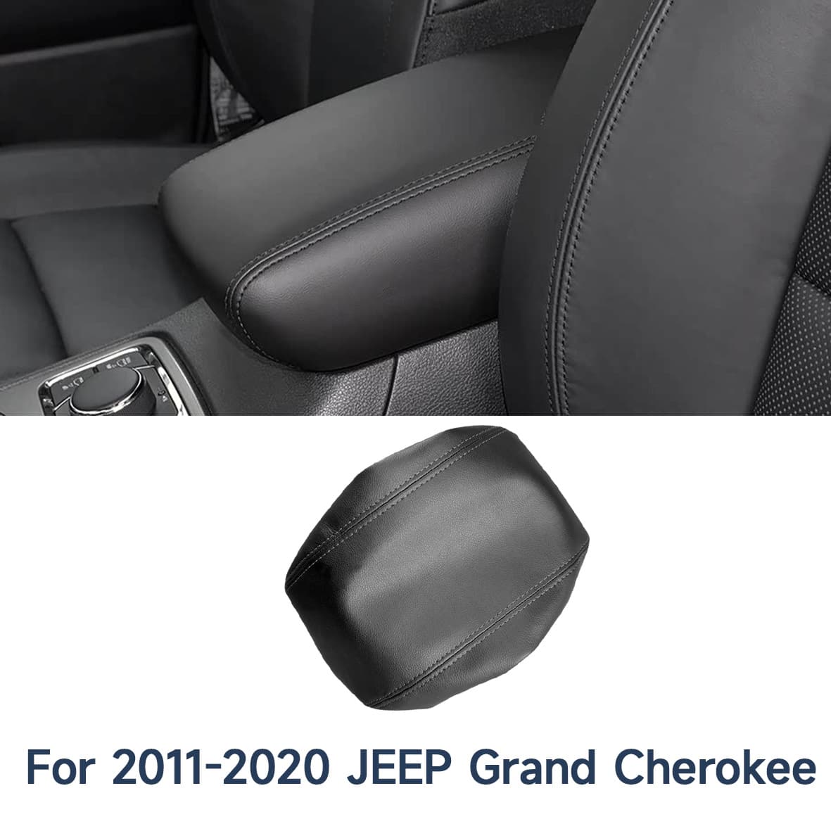 Armrest Cover for 11-20 Jeep Grand Cherokee, Waterproof and Wear-Resistant Microfiber Leather, Cross-Border