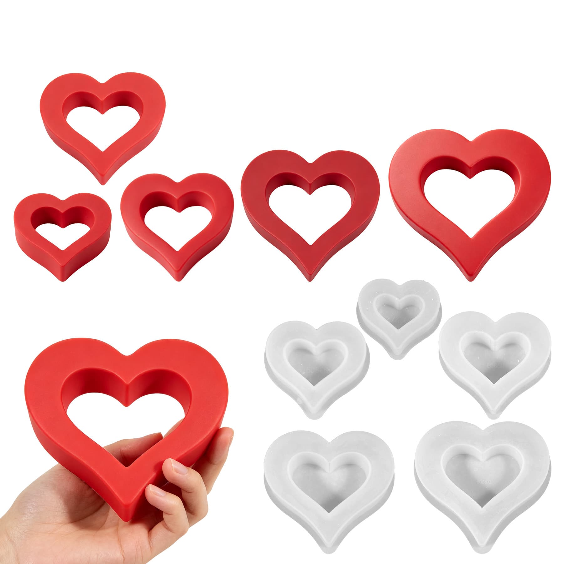 Cross-Border Hollow Heart Aromatherapy Candle Resin Silicone Mold, Resin DIY Valentine's Day Heart-Shaped Gypsum Ornament