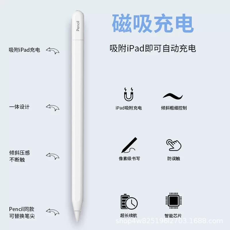 iPad Capacitive Stylus with Magnetic Charging, Bluetooth, Battery Display, Palm Rejection, Tilt Sensitivity, Compatible with iPad Air 8