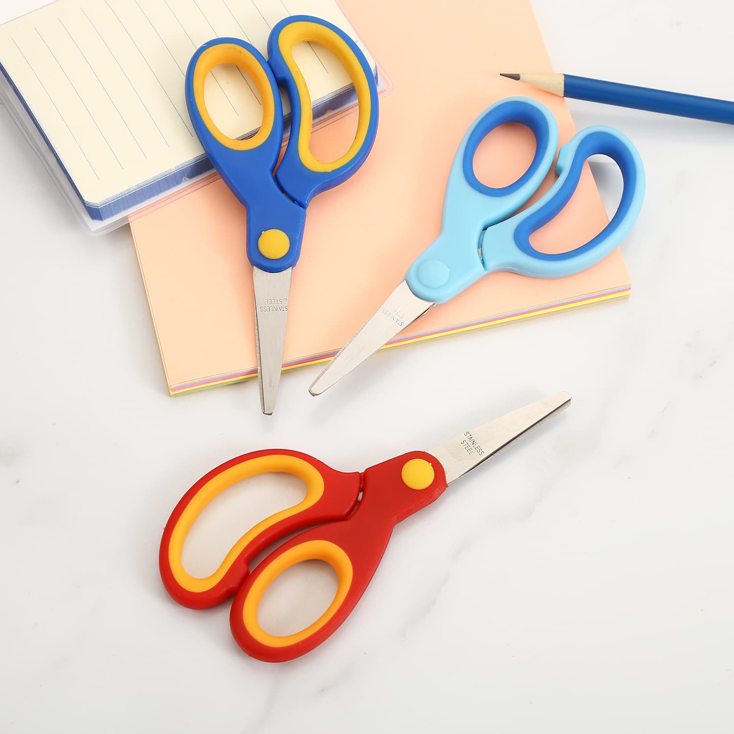 Stainless steel stationery scissors, children's craft mini student scissors, office thread snippers large/small handle scissors wholesale