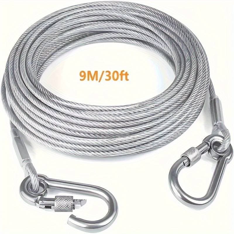 Cross-Border Stainless Steel Coated Wire Rope Pet Leash Tether Chew-Resistant Durable Clothesline Dog Leash Outdoor Tent Rope