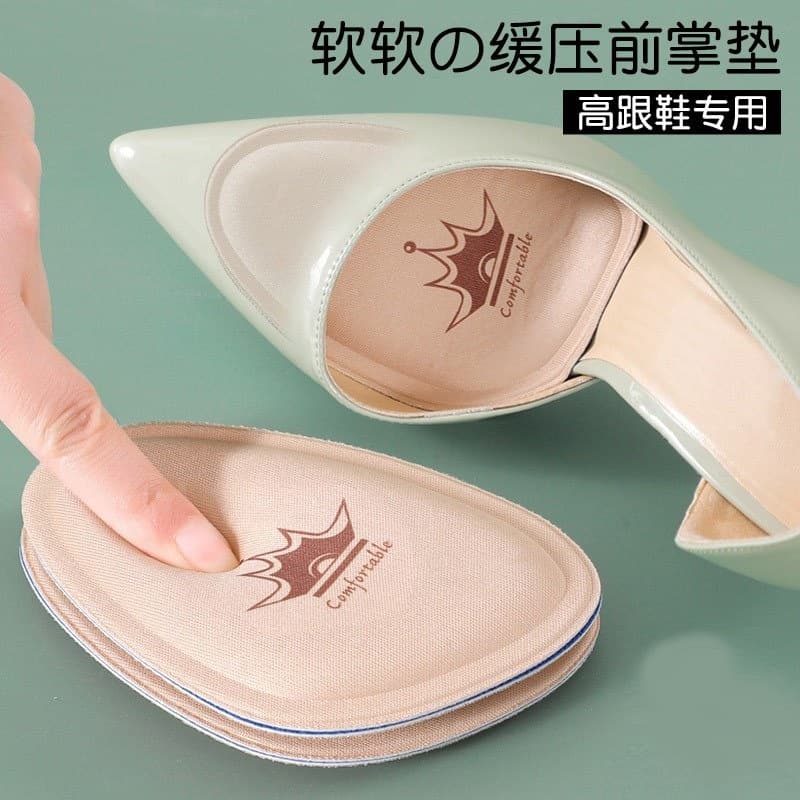 High heel forefoot pads for women, anti-slip, anti-pain, breathable, sweat-absorbing insoles, sponge anti-blister half-size pads, shoe size reducer wholesale