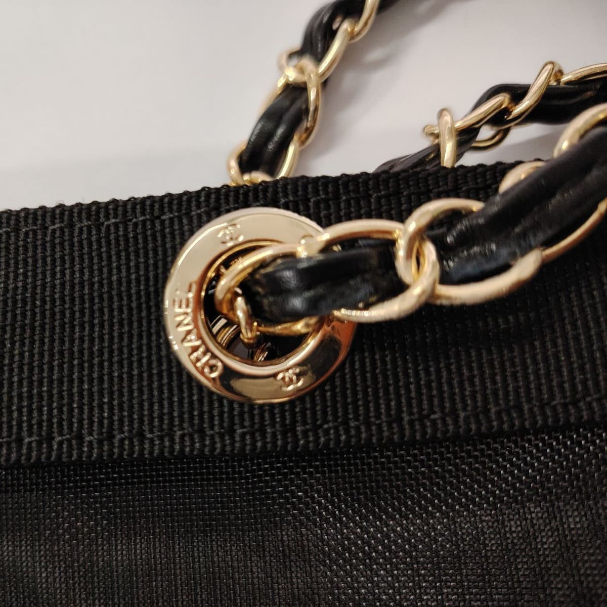 Cross-border counter nylon mesh tote bag, shoulder bag, chain bag, black and white large capacity mother and daughter bag