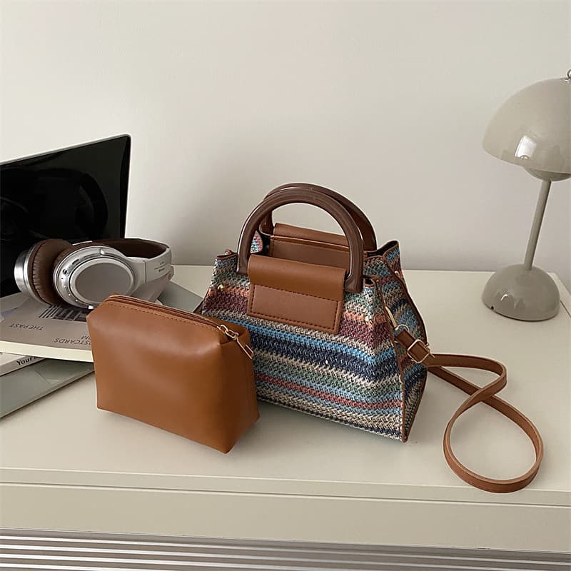 Fashionable and versatile bags for women, new casual trendy contrasting color commuting shoulder bag, Korean version, high-end, western-style crossbody bag