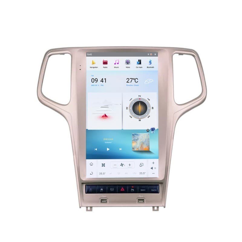 For Grand Cherokee 2014-2019 Gold 13.6-inch GPS Car Player