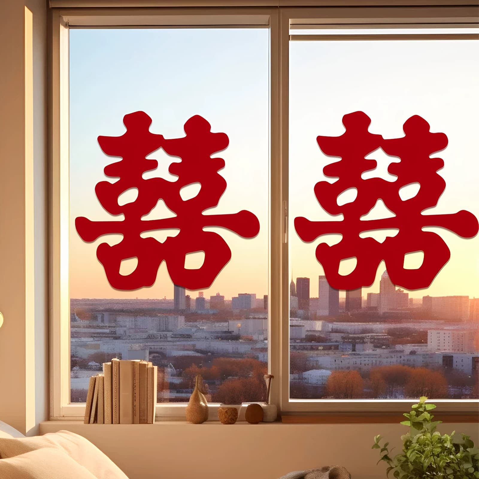Wedding laser electrostatic stickers with happy words on window glass decoration special window stickers wedding room decoration set
