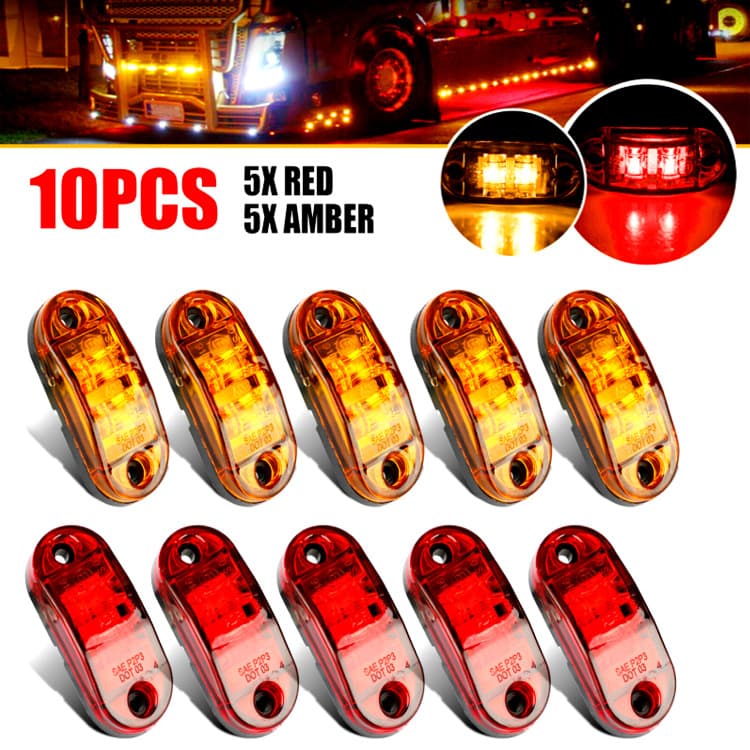 Factory Supply Piranha Side Light 12V-24 Truck Side Light Trailer Signal Light 2LED Truck Side Light Export Version