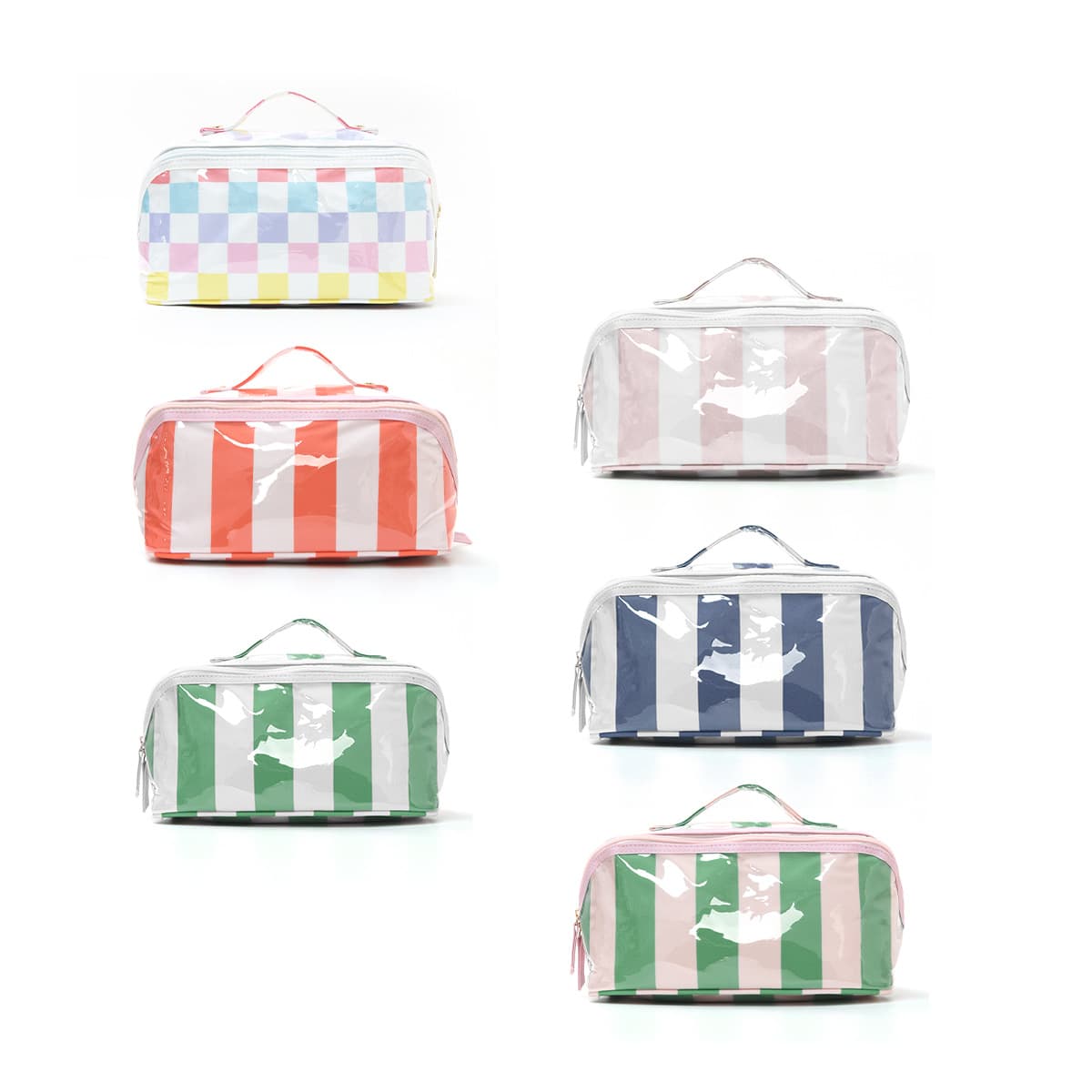Cross-Border Striped Makeup Bag, High Appearance, Large Capacity Cosmetic Storage Bag, Fashionable Contrast Color, Lightweight Handheld Makeup Bag