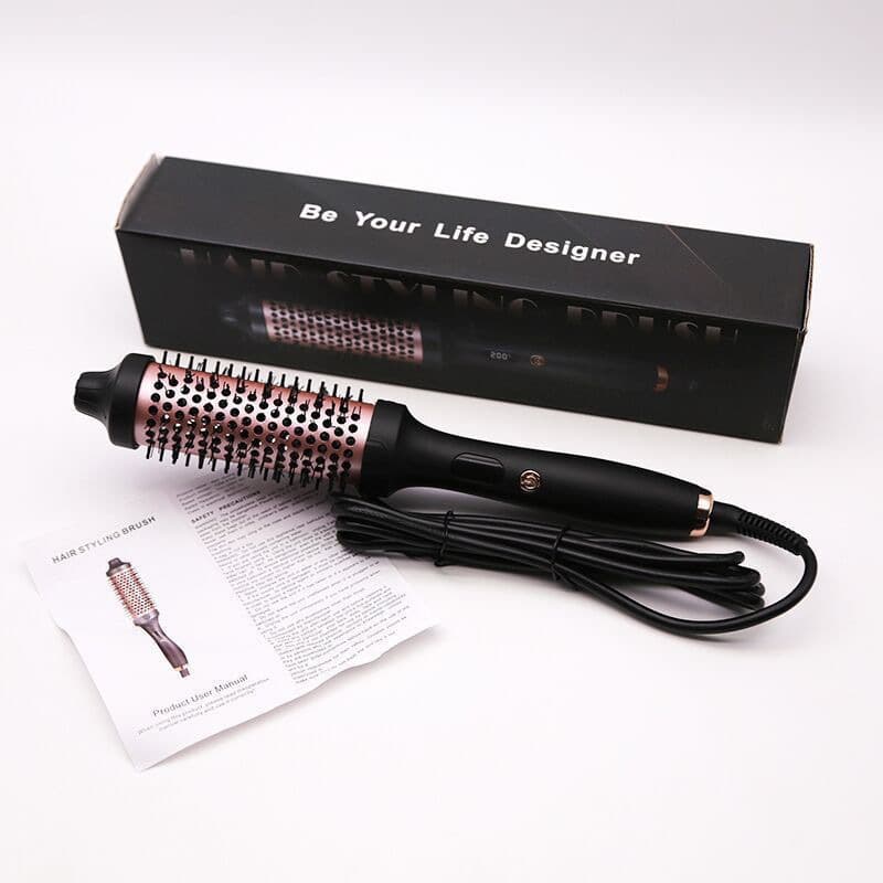 Amazon Hot Selling Plug-in Roller Hair Detangling Brush Curling Iron Non-Damaging LCD Electric Hairbrush Straightening Comb