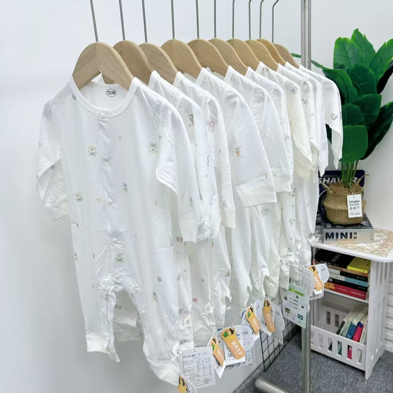 Miniba Baby Glutinous Cotton Thin Cotton Printed Romper 3-12 Months Spring/Autumn Baby Bodysuit Outwear