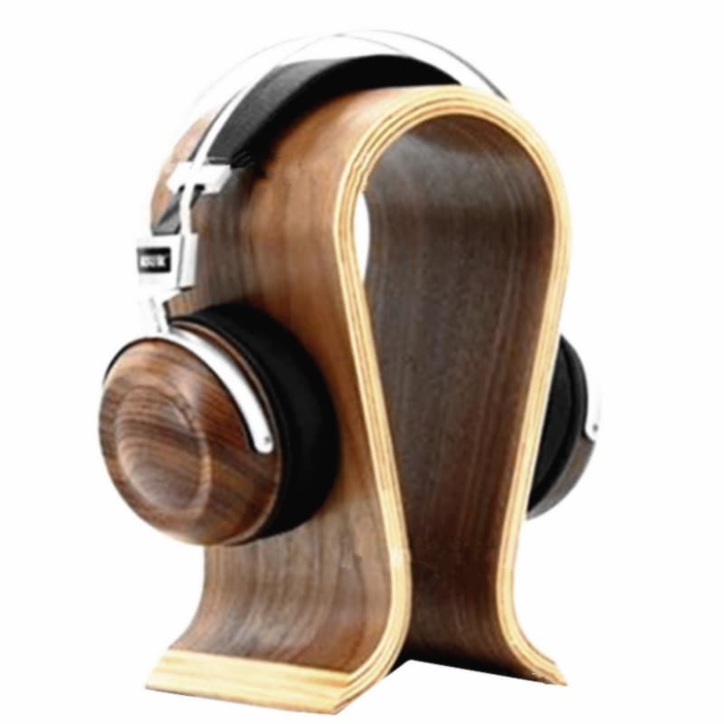 Bluetooth Headphone Stand, U-Shaped Walnut Wood Wireless Headset Hanger and Display Rack