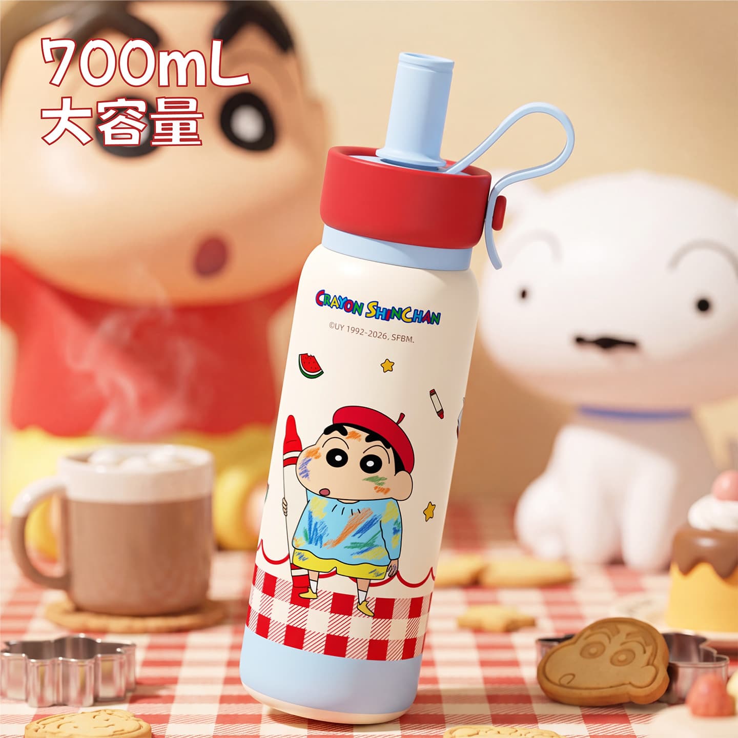 Crayon Shin-chan stainless steel 316 thermos cup high-value straw cup for children and students portable school water cup