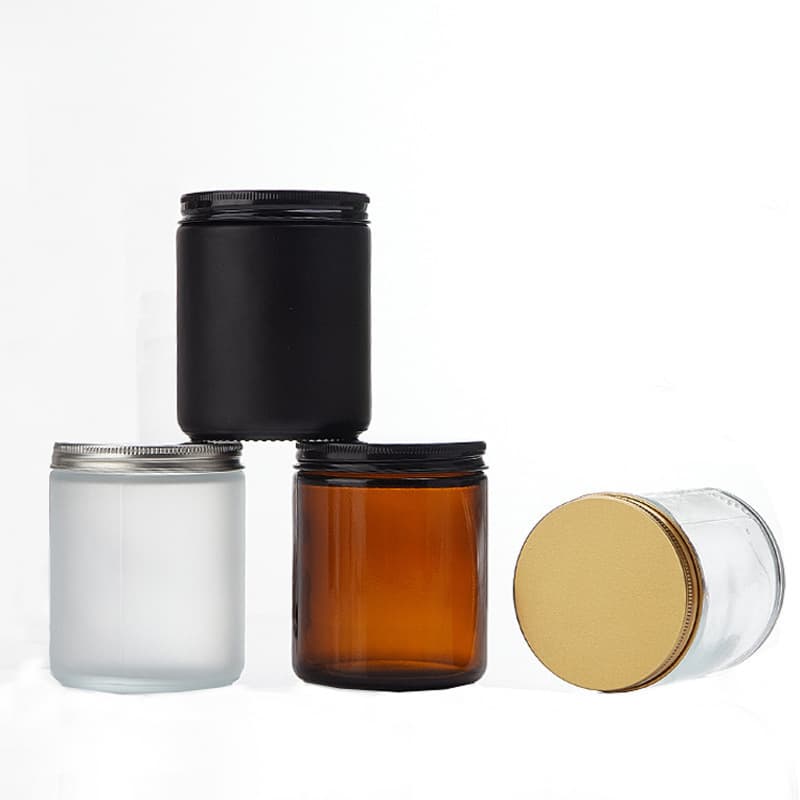 Spot transparent 200ml metal lid candle cup empty cup 500ml tea essential oil aromatherapy glass jar storage jar