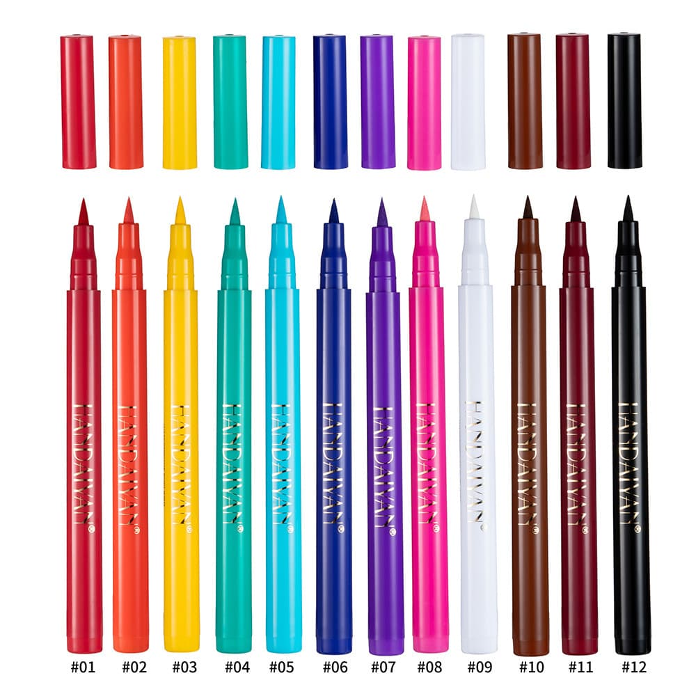 Liquid Eyeliner Cross-Border Makeup Rainbow Color HANDAIYAN DIY 12-Color Waterproof Eyeliner Non-Smudge Eyeliner Pen